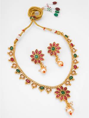 antique gold floral necklace set 2