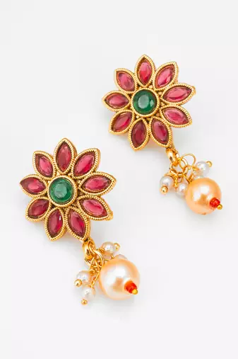 antique gold floral necklace set