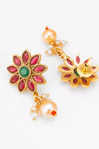 antique gold floral necklace set