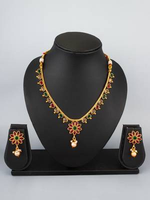antique gold floral necklace set 1