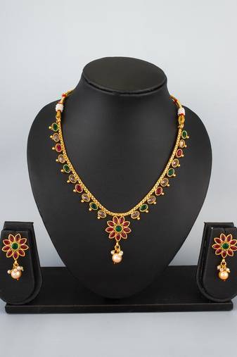antique gold floral necklace set