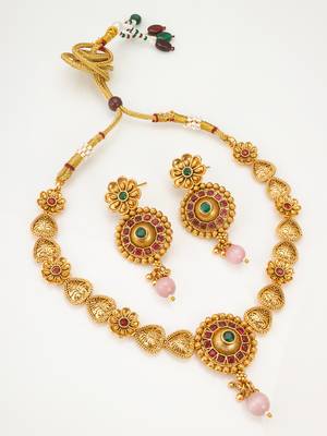 antique gold floral necklace set 2