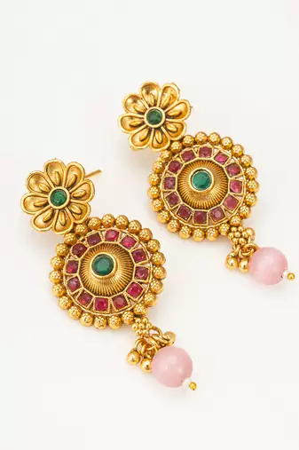 antique gold floral necklace set