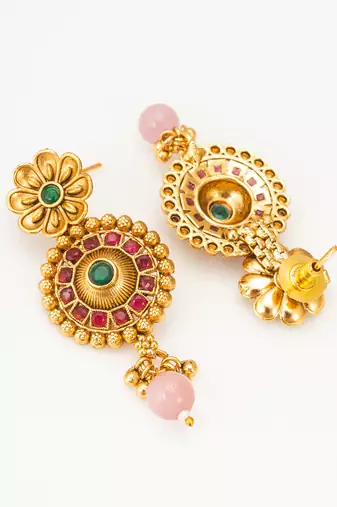 antique gold floral necklace set