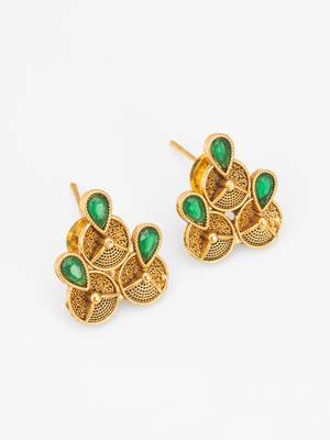 antique gold green stone necklace set 3
