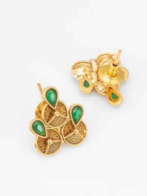 antique gold green stone necklace set 4