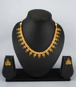 antique gold green stone necklace set