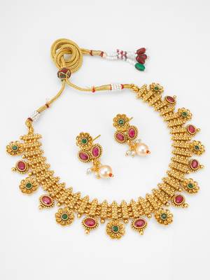 antique gold floral necklace set 2