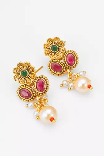 antique gold floral necklace set