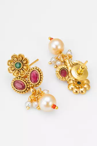antique gold floral necklace set