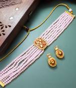 blush pink crystal choker set