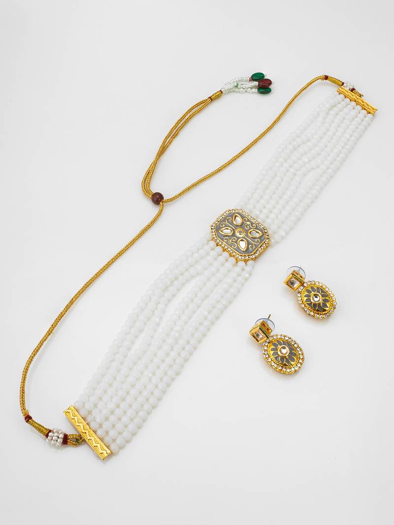 white crystal choker set