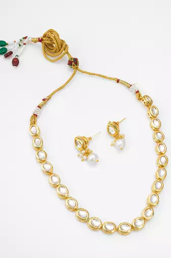 oval kundan necklace set