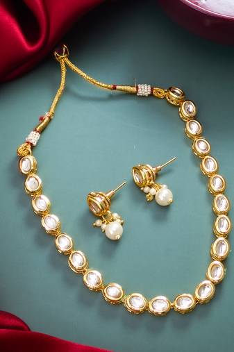 oval kundan necklace set