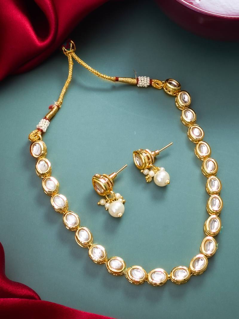 oval kundan necklace set