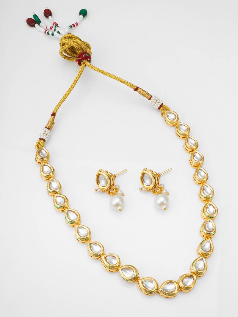 teardrop kundan necklace set