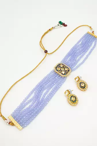 blue crystal choker set