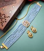 blue crystal choker set