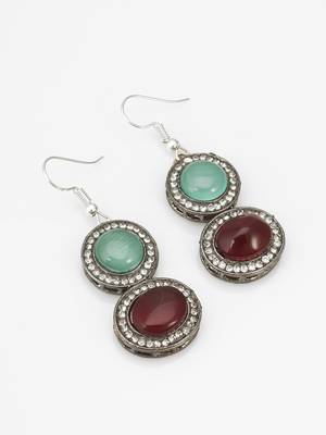 oxidized silver stone necklace set 3