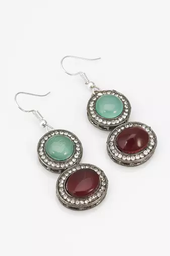 oxidized silver stone necklace set