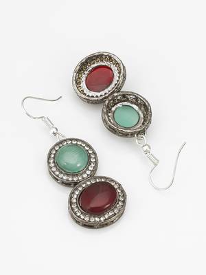 oxidized silver stone necklace set 4
