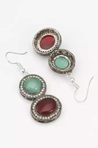 oxidized silver stone necklace set