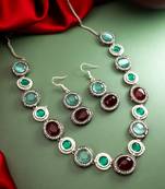 oxidized silver stone necklace set