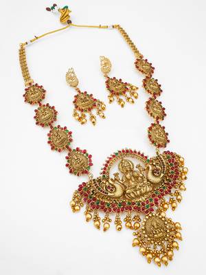 antique gold temple necklace set 2