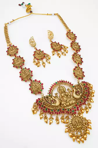 antique gold temple necklace set