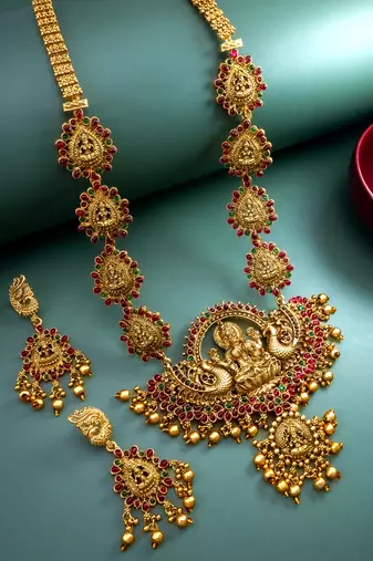 antique gold temple necklace set