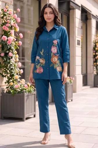 Blue cotton Co ord set 