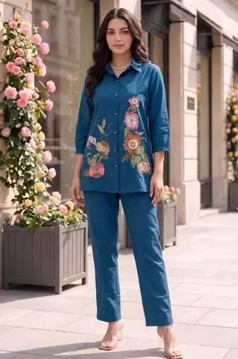 Blue cotton Co ord set 