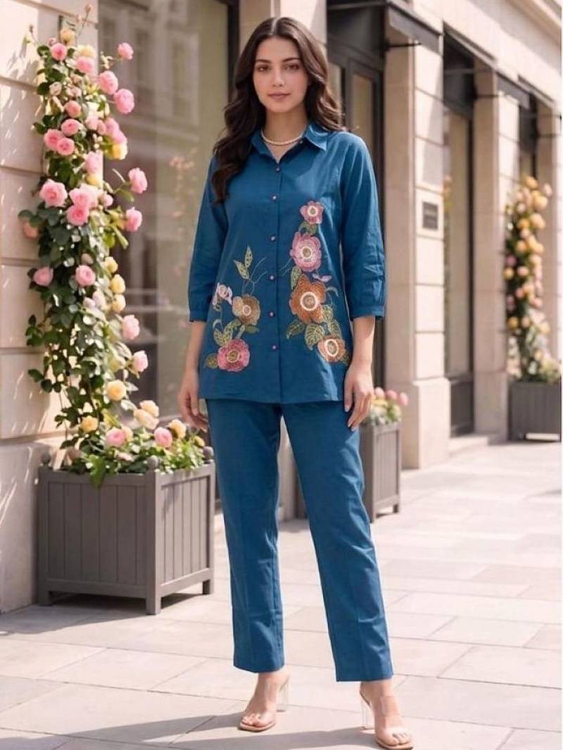 Blue cotton Co ord set 