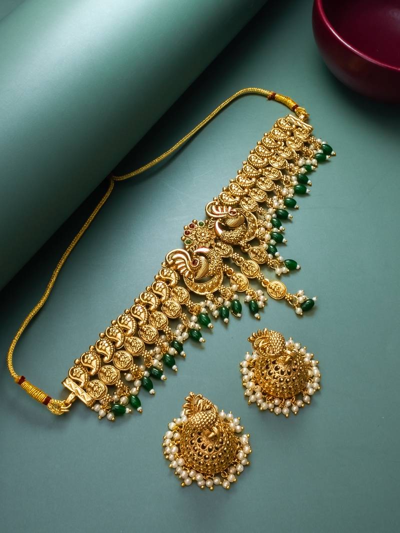 antique gold temple choker set
