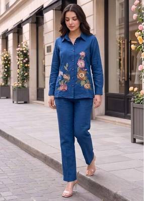 Blue cotton Co ord set  2