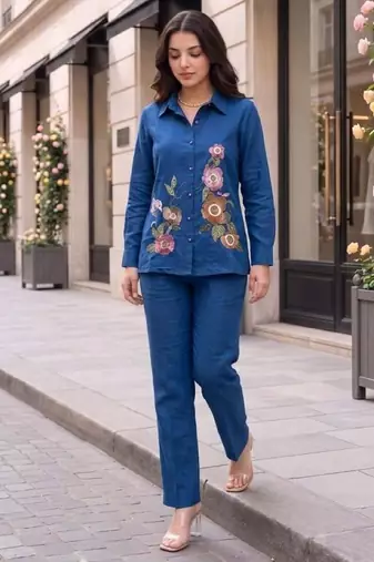 Blue cotton Co ord set 