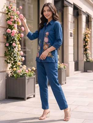 Blue cotton Co ord set  3