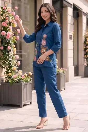 Blue cotton Co ord set 