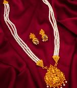 long pearl temple necklace set
