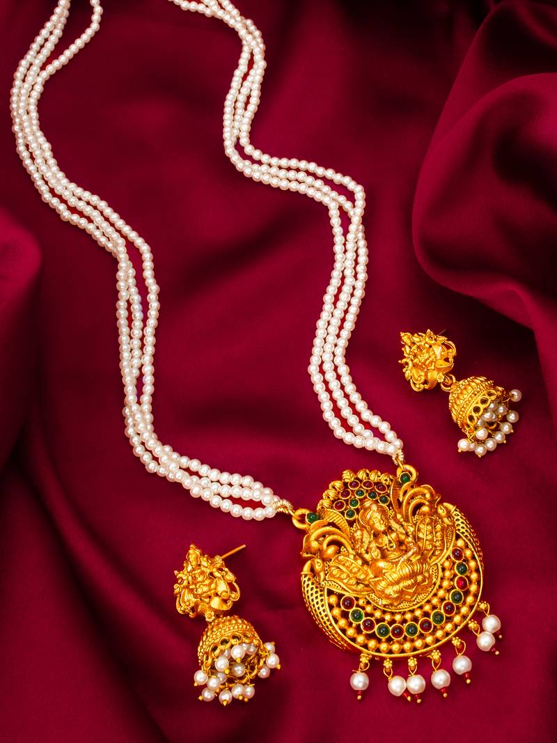 temple pearl necklace set