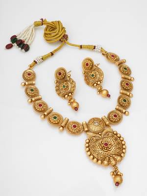 classic gold beaded necklace set 2