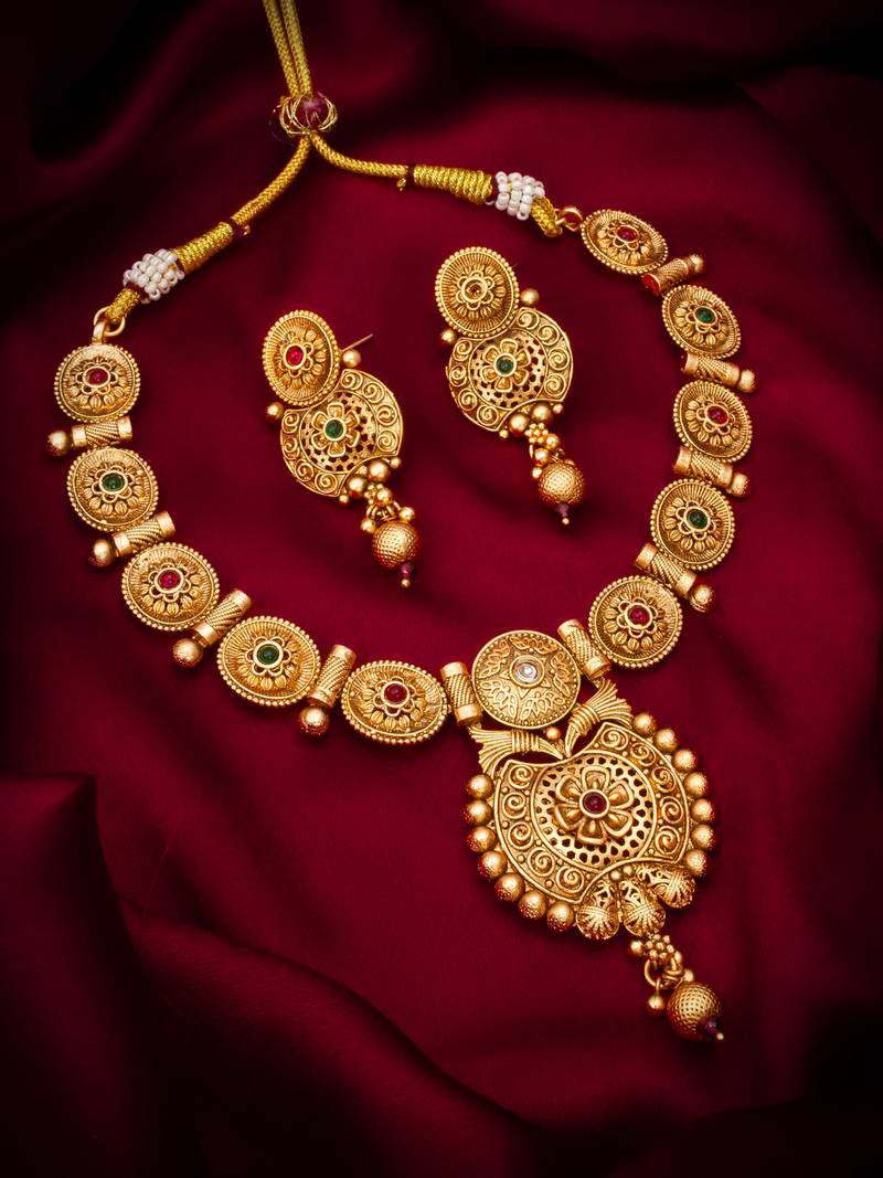 classic gold beaded necklace set
