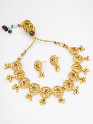 antique gold tone necklace set 2