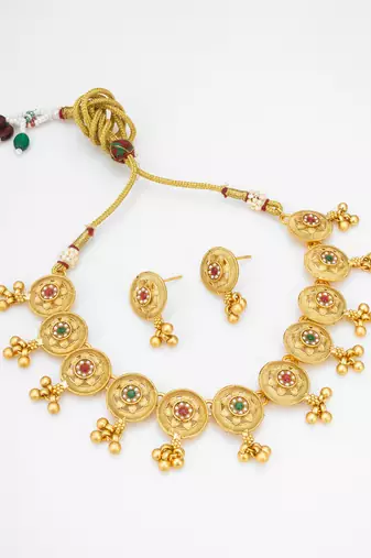 antique gold tone necklace set