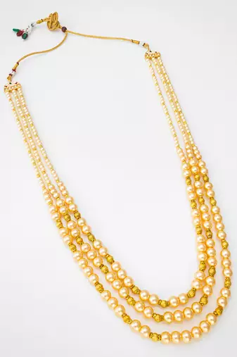 golden pearl long necklace