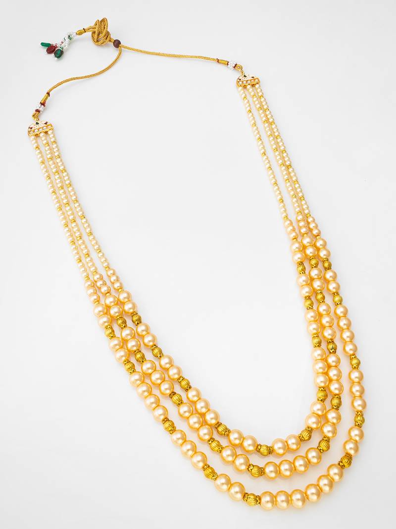 golden pearl long necklace