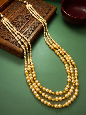 golden pearl long necklace 3