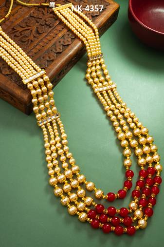 pearl kundan long necklace