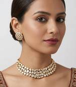Gold plated kundan necklace set