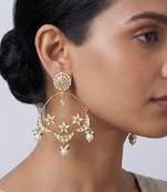 Sitara gold finish kundan chandbali earrings